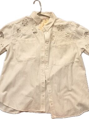 Everly Cream Cutwork Embroidered Shirt Jacket